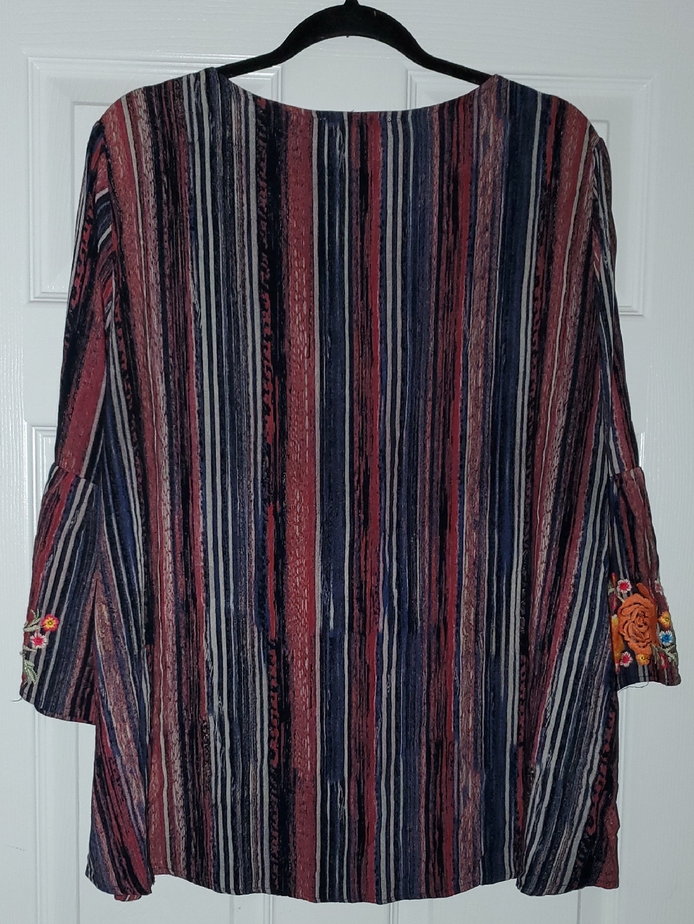 Savanna Jane Striped Boho Tunic with Colorful Floral Embroidery Size 2X - Picture 8 of 8